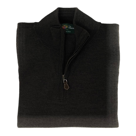 Alan Paine England Men's 1/4 Zip Sweater Cashmere Silk Fine Wool Black XL GIFT - Picture 2 of 5